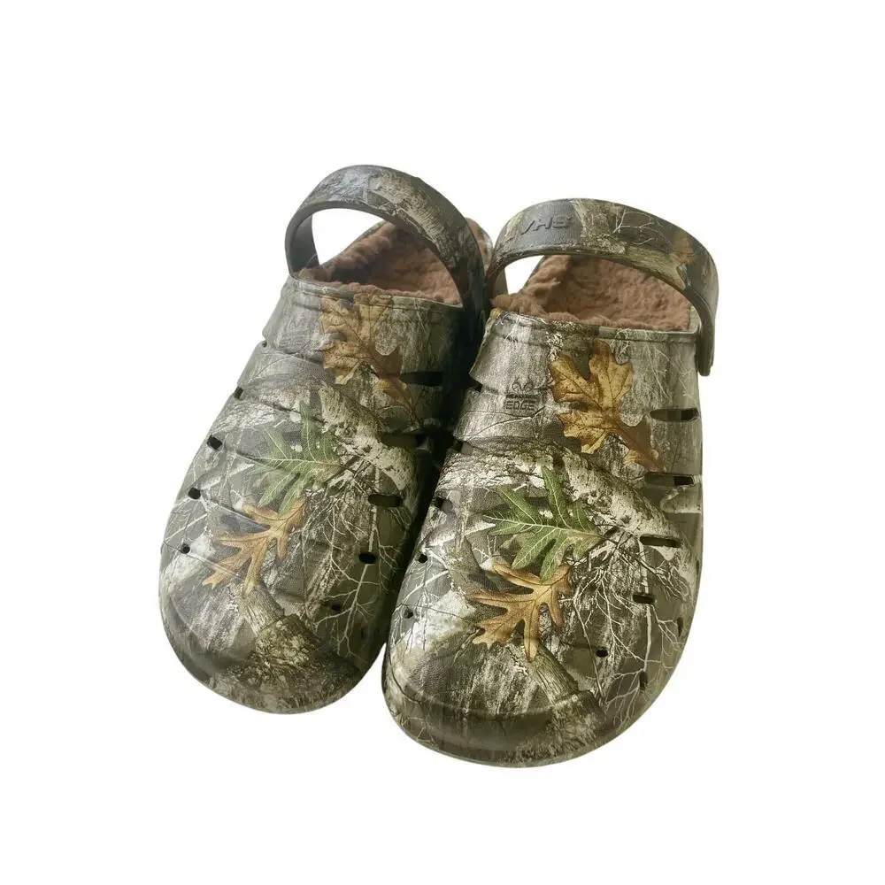 REAL TREE CLOGS SHERPA LINE SHOES CAMOUFLAGE‎ SZ 8 RUGGED SHARK HUNTING ARMY OAK